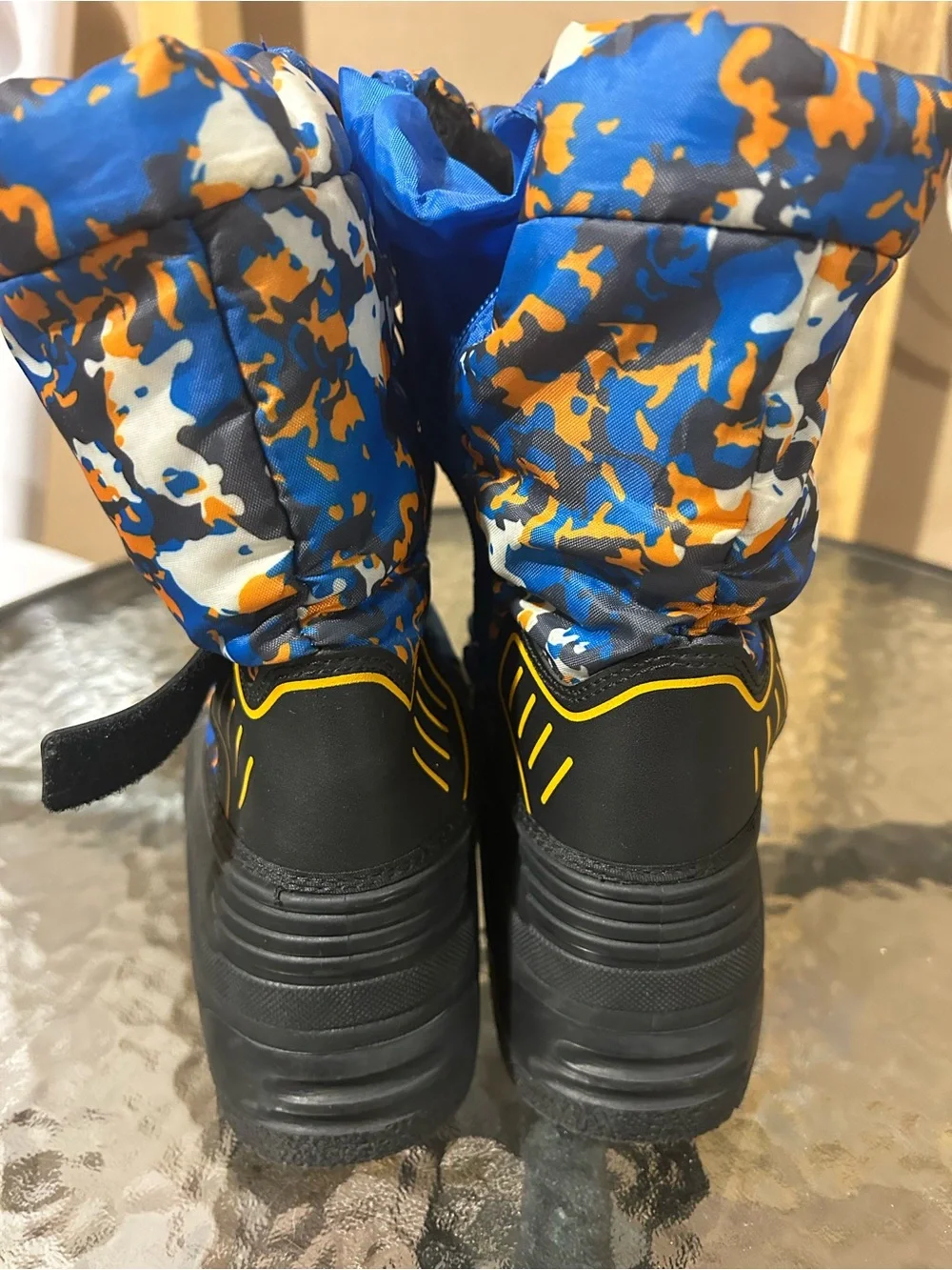Kids Blue & Orange Snow Boots